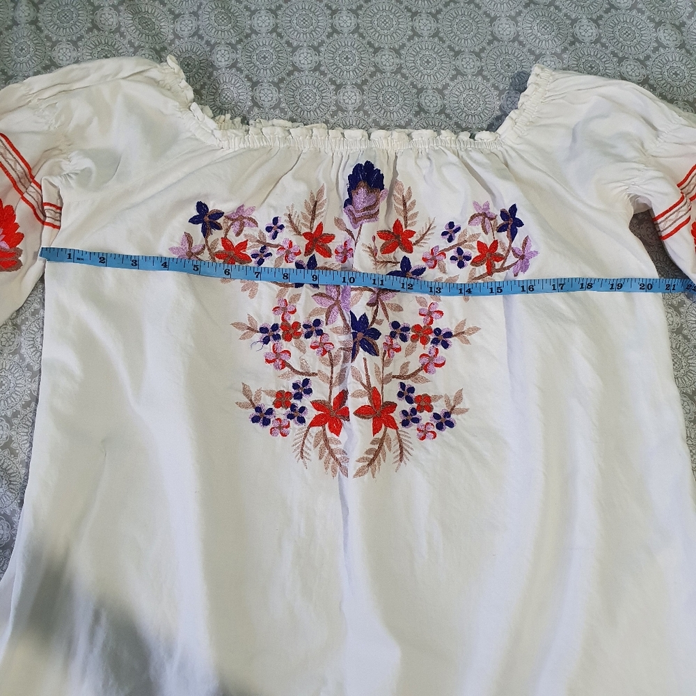 Free People Fleur Du Jour Cream Embroidered Dress. - Picture 5 of 7